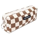 OFFCUP Federmäppchen Mädchen Mäppchen Cord-Stoff, Pencil Case Teenager Stiftetasche Tragbare Schreibwaren Tasche, Federtaschen Schlampermäppchen mit Reißverschluss, Federmappe für Schule, Büro - Braun