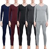 Thermounterwäsche Herren Set Leichtgewic Thermowäsche Set Weich Thermounterhemd Thermounterhose Langarmes Unterhemd & Lange Unterhose Funktionsunterwäsche Skiunterwäsche Winter Thermo Unterwäsche