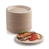 EVYIENEN 200 Stück Pappteller,15.2cm Biologisch Einwegteller Braun abbaubar und Kompostierbar, umweltfreundlicher, Strapazierfähiger, Recycelbarer Essteller, Perfekt für Picknicks, Grillabende