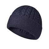 BIISDOST Modische warme Strickmütze für Herren und Damen, kleine Wollmütze, lässige Mütze, Thermomütze für Männer, E Cold, navy, Einheitsgröße