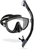CRESSI Unisex-Adult Combo Black/Titanium Kombiset Tino Maske und Schnorchel Scilla, Schwarz/Titan, Einheitsgröße