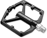 ROCKBROS Fahrradpedale, CNC-Gefräste 9/16-Zoll Flat Pedale aus Aluminium, Flachpedale mit Rutschfester Plattform & Cr-Mo-Stahlachse für MTB, Rennrad, Gravel & Trekkingbike