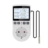KETOTEK Digital Temperaturregler Thermostat Steckdose 230V mit 3m Fühler, Steckdosen Thermostat Heizung Kühlung Temperaturgesteuert für Gewächshaus Inkubator Kühlschrank, Hintergrundbeleuchtung