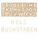 Freyeeti 130 Stück Holzbuchstaben Set Lagerung in Tablett, 5 Sätze Großbuchstaben A-Z, Holzbuchstaben zum Basteln, Holzalphabet für Kunst und Handwerk, DIY, Kindererziehung, Originalfarbe (2,3 cm)