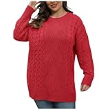 Sweatshirt Damen Oversize Pullover Casual Langarmshirt Oberteile Lässige Shirt Basic Longsleeve Einfarbig Baumwolle Longtops Vintage Langarm Bluse Shirts Herbst Longpullover Lässig Tops Longshirt