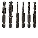 6-teiliges Kombi-Bohrer Und Gewindeschneider Set, Gewindebohrer Set M3 M4 M5 M6 M8 M10, Mit Rostschutzbeschichtung, Für Metall Und Holzprojekte, Werkstatt Und Industrielle Anwendungen