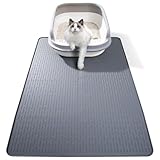 ondware Katzenklo Matte, 71x50cm Silikon Katzenstreu Matte Katzenklo Unterleger Katzentoilette Matte Wasserdicht mit Erhöhtem Rand, Schnell zu Reinigen (Grau)