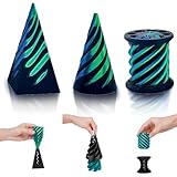 Impossible Cone (3PCS), 3D-Druck Spiral Cone Fidget Toy, Pyramid Spirale Spielzeug Passthrough Sculpture, Skulptur Stress Relief Desktop Dekorationen Spielzeug für Kinder Erwachsene Geschenk (Green)