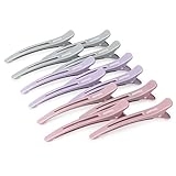 AIMIKE 12 Haarklammern, Haarclips zum Stylen und Schneiden, Abteilklammern Friseur Hair Clips Damen, No Trace Haarklammer mit Silikonband, Haarklammern Friseurbedarf für Dickes & Dünnes Haar- Morandi