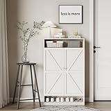 LLGWGL Schuhschrank-Schmal Schuhregal-Platzsparend Schuhkipper Hoch - Doppeltür Multifunktionaler 8-Schichtiger Partitionschrank Großer Speicherraum für Den Eingang Flur Wohnzimmer,Weiß