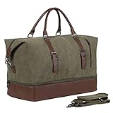 Reisetasche für Übernachtung, Segeltuch, Leder, übergroße Weekender-Tasche, große Handgepäcktasche, Reisetasche für Männer oder Frauen, [C] grün, modisch