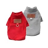 2 Stück/3 Stück Fleece Hundepullover für kleine Hunde, weicher Warmer Rollkragen Hunde Sweater Mantel, Haustier Welpe Katze Winterbekleidung (A-Grau Rot, S)
