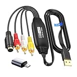 avedio links VHS to Digital Converter, USB2.0 Cpture Card, 1080P Video Capture Device Convert VHS VCR DVD to Digital Adapter, Video Capture Karte mit Scart/AV Adapter mit Windows, Mac OS