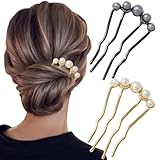 Kinretixia 2 Stück Perlen Haarnadeln in U Form, seitlicher Kamm für Brauthaare, Metall-Haarnadel, Vintage Haargabel Clips für Frauen Ideal Für Hochzeiten Und Partys