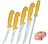 SMI 5 Stück Küchenmesser Set Solingen Metzgermesser Kochmesser Fleischermesser Ausbeinmesser Schlachtermesser premium Qualität Deutscher Molybdän Stahl 1.4116 Solingen/GERMANY (Metzgermesserset - 771)