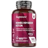 Himbeer Ketone - 1200mg pro Kapsel - 6 Monate Vorrat - 180 vegane Kapseln - Raspberry Ketone mit Himbeerfruchtextrakt - Frei von Magnesiumstearat - Ohne Gentechnik - Von WeightWorld