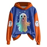 Halloween-Kostüme, Damen-Kapuzenpullover, übergroß, langärmelig, Grafikdruck, Übergröße, T-Shirt, Tops, Pullover, Hoodie, Sweatshirts für Teenager-Mädchen, lässige Pullover, Größe S-XL, blau, L