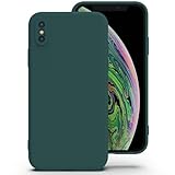 Zuvirelx Glatte Silikon hülle für iPhone X/XS, Staubbeständig‌, Slim, Taschentauglich‌ Handyhülle Cover Case für Apple iPhone X/XS - Tiefgrün