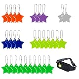 30 Stück Reflektor Anhänger Kinder,5 cm Sicherheits Reflektor Anhänger,Reflektierende Schlüsselanhänger,Stern Reflektoren Anhänger,Reflektor Sternanhänger für Schultasche,Rucksack,Radfahren,Laufen