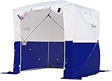 Goutime Arbeitszelt Pop Up Gazebo 2mx2m Kleines Veranstaltungszelt Party Garten BBQ Zelt Angeln Camping Multifunktional Tragbar,Umkleidezelt,faltzelt Duschzelt,Bauzelt (Weiß und Blau)