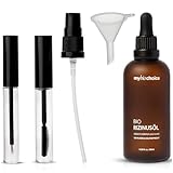 mybiochoice Bio Rizinusöl 100 ml – 100% natürlich, kaltgepresst, hexanfrei – Pflegeöl für Nägel, Wimpern, Augenbrauen & Haarwachstum – als Trägeröl & Massageöl für trockene Haut – mit Mascara Kit
