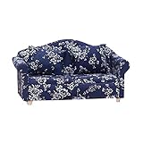1:12 Puppenhaus Puppenhaus Möbel Wohnzimmer Szene Modell Blumengewebe Doppelsofa Büro Gadgets Praktisch (E, One Size)