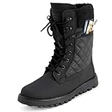 Polar Damen Gedächtnisschaum Außentasche Inside Reißverschluss Thermal Wasserdicht Tiefer Schritt Gummisohle Schnee Stiefels - Schwarz Leder Mono - UK5/EU38 - YC0622