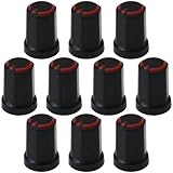6 mm Keilloch Sechskant Griff Mixer Einstellknopf mit Farbring 10 Stück (rot)
