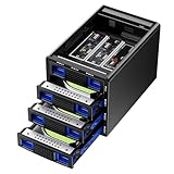 CENMATE Hybrid 3*3.5 HDD+3*M.2 NVMe-Gehäuse mit Lüfter für 2.5/3.5' SATA HDD/SSD und 2230/42/60/80/110 mit USB A/C 3.2 Gen 2 Kabel, Festplattengehäuse unterstützt 46TB(22TB HDD+3*8TB M.2 SSD)