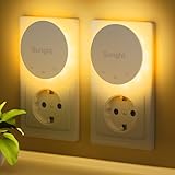 2 Stück Nachtlicht Steckdosen, Nachtlichter mit Bewegungsmelder und Dämmerungssensor, Hinterleuchtete, Helligkeit Dimmbare, 3 Modi, 2700K Warmweiß, 30LM für Flur, Treppe, Schlafzimmer, Kinderzimmer
