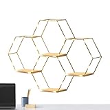 CENMOO Wandregale mit Wabenmuster | sechseckige Regale mit Lichtern, geometrisches Wandregal für Küche, Bad, Arbeitsplatz, Zuhause, Wohnzimmer, Wanddekoration