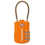 TSA-Kofferschloss | Gepäckschloss mit flexiblem Kabel | TSA-Schloss für Flugreisen | Schlösser für Koffer, Rucksack, Gepäck | 1 Stück, Orange