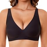 OXYIBRAS Modisch Tief V Minimizer BH Damen Ohne Bügel Weich Bralette Damen BHS Ultrakomfortabler T Shirt Schlaf BH Mit ZusäTzlicher BH-VerläNgerung BKXL