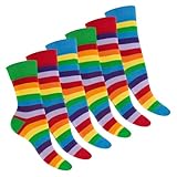 Footstar Damen Ringel Socken (6 Paar) - Rainbow 39-42