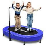 Nattork Kinder Indoor Trampolin, 142,2 cm faltbares Mini-Trampolin mit 5 Stufen verstellbarem Griff & Sicherheitspolster, leises Doppeltrampolin für drinnen und draußen, maximale Belastung 100 kg