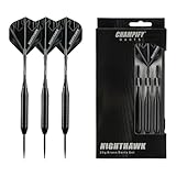 Champify® Messing Darts Set “Nighthawk” mit 23g Barrel und Stahlspitze | 3 Dartpfeile mit 6 Schäften & Flights | inkl. weiteres Zubehör | Dartpfeile mit Stahlspitzen ideal für Dart Anfänger
