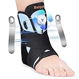 KTQUICK Verstellbare Sprunggelenkbandage mit Drehknopf, Fußbandage mit Abnehmbarem Stabilisator für Plantarfasziitis, Arthritis, ACL, Gelenkschmerzen, Fersensporn, Sport, Rechts & Links - M