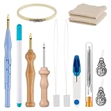 Zyeatary 19-Teiliges Sticknadelset, Verstellbare Teppichgarn-Stanznadeln für Anfänger