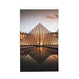 Louvre Museum in Paris Willkommensgartenflagge, 90 x 152 cm, doppelseitig, kein Verblassen, für Haus, Hof, Hof, Flaggen, Fotohintergrund, Partybanner für Innenhof, Veranda, Rasen, Outdoor-Dekoration