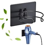 LOXSUN Föhn Halterung Schwarz, Fönhalter Ohne Bohren, Edelstahl Föhnhalter Wand, Halterung für Fön Aufbewahrung Haartrocknerhalter, Fönhalterung für Bad