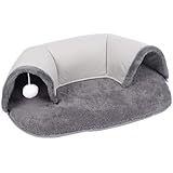 BEAHING Cat-Tunnel-Bett U-förmig weicher Katzen-Tunnel-Speicherschaum Nicht-Schlupftunnel-Katzenteppich mit hängenden Kugel abnehmbar waschbar 29.5x20.9x8.3in Katzenhideaway, Katzentunnelbett