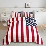 Homemissing amerikanische Flagge Bettdecke 155x220cm Kinder Steppbett für Kinder Jungen Mädchen Rot Weiß Blau 4-Jahreszeiten Bettdecke Leicht
