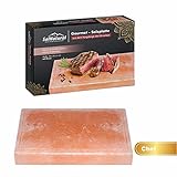 SalNatural Gourmet Salz Grillstein 30x20x4 cm (Chef) mit Rinne. Original Kristallsalz aus dem Vorgebirge des Himalaya* Salzstein zum Grillen. BBQ Grillplatte .Premium Geschenkbox