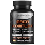 EXVital® Maca Komplex hochdosiert - Maca 20:1 Extrakt mit Tribulus terrestris, Shilajit, L-Arginin & Vitamin B6, 120 vegane Kapseln, Laborgeprüft