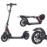 Ultra Wide Big Wheels Tretroller für Erwachsene mit Scheibenhandbremse – faltbar und höhenverstellbar | 150 kg Kapazität Pendlerscooter für Jugendliche und Unisex-Fahrer