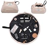 Die Flat Lay Schminktasche - Reise-Schminktasche für Lippenstifte, Kosmetika, Lidschatten, Schminkpinsel - Zur Aufbewahrung von Hautpflegeprodukten und Hygieneartikeln | Mit Pinselhalter, große Fächer