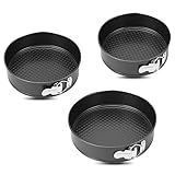 QKNOSM 3 Stück Springform Rund, 20/22/24 cm Kuchenform Runde Set Abnehmbarer Boden Kuchen Backform Antihaftbeschichtet Kuchenformen mit Flachboden Auslaufsicher Tortenform aus Karbonstahl