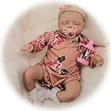 Reborn Babypuppen 49 cm Realistische schlafende Reborn Puppen Weicher Vinyl-Körper Neugeborene Baby Puppe Geschlossene Augen Kleinkind Spielzeug für Kinder ab 3 Jahren als