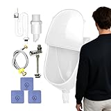 Montiertes Urinal mit Deckel - Spritzwassergeschützte Wandtoilette, kompakter Schlauch Urinal, handliches Herrentoilette | Einfach zu installierende Waschraumarmatur für Garage Hinterhof Camping