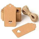 Geschenkanhänger 50 Stück Blanko Braune Papieranhänger mit Schnur 6x 5 cm für Hochzeitsgeschenke Geburtstag Weihnachten [ Weihnachtsbaum ]